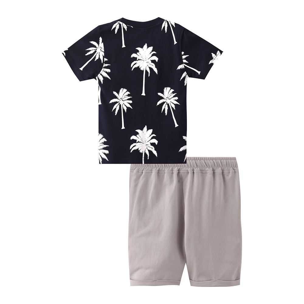 Genius - 2pc-Set - Boy's Short Sleeve T-Shirt w/ Bermuda Shorts - Navy/Grey