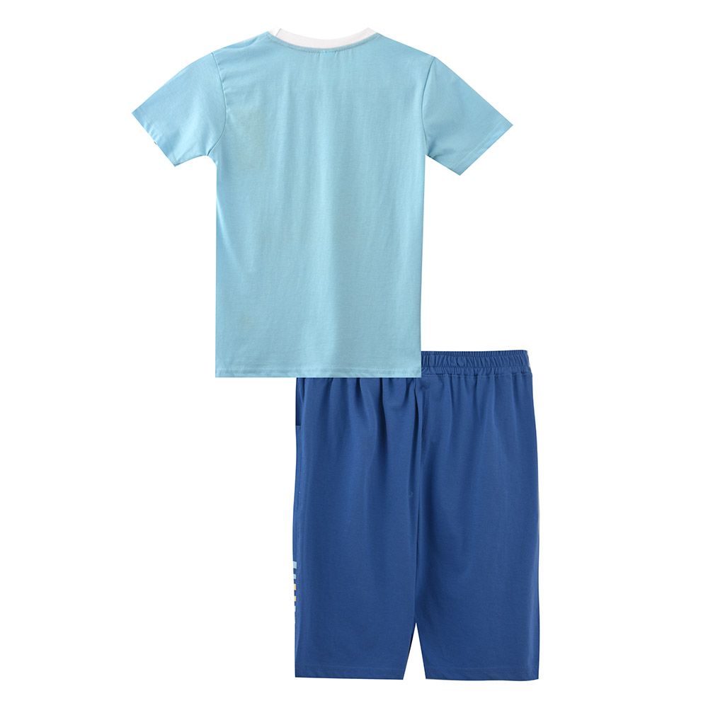 Genius - 2pc-Set - Boy's Short Sleeve T-Shirt w/ Bermuda Shorts - Light Blue