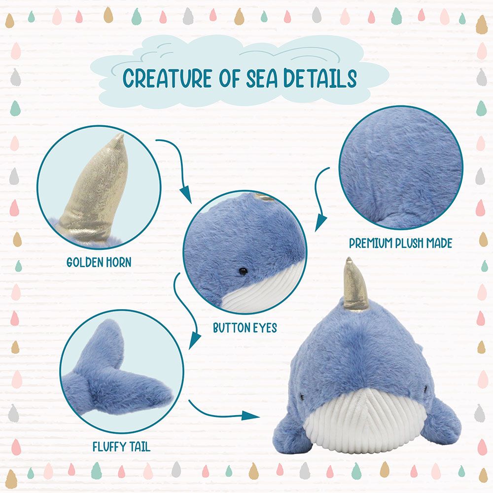 Toto Toys - Plush Soft Toy - Whale - Blue - 55 cm