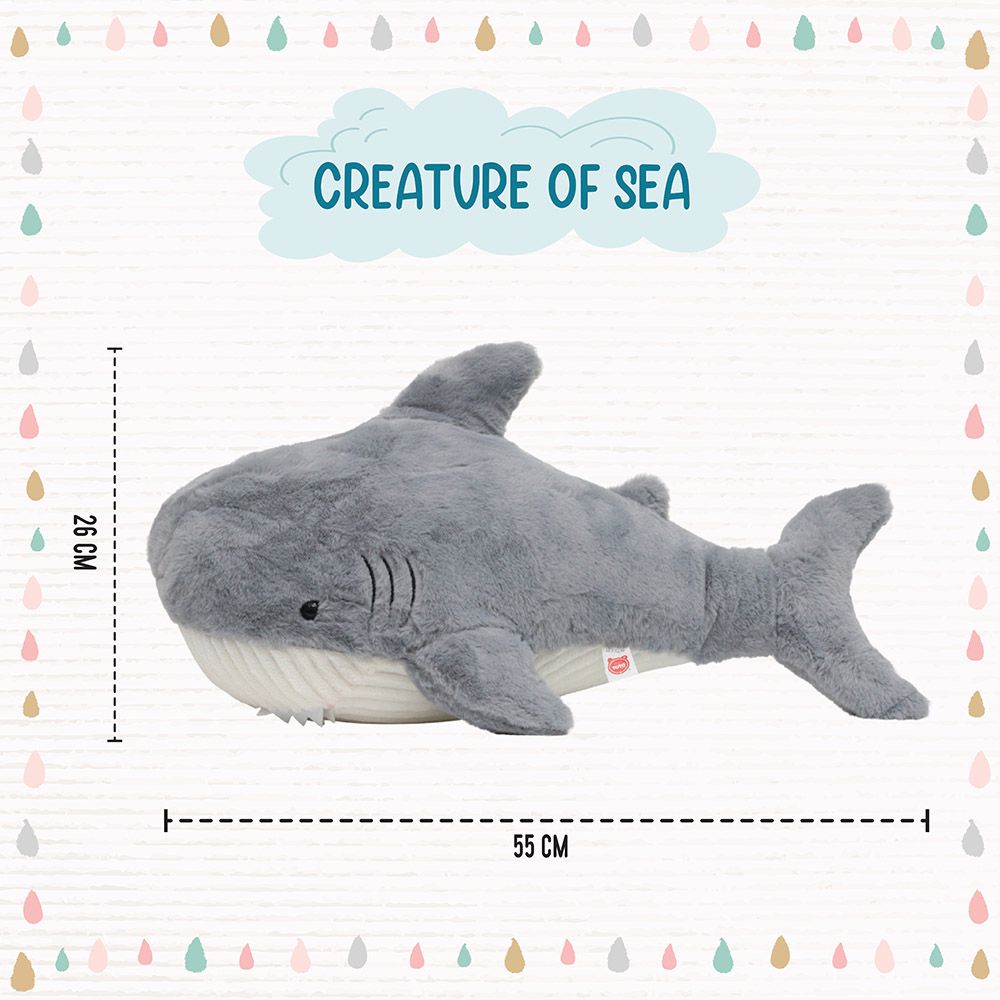 Toto Toys - Plush Soft Toy - Shark - Grey - 55 cm