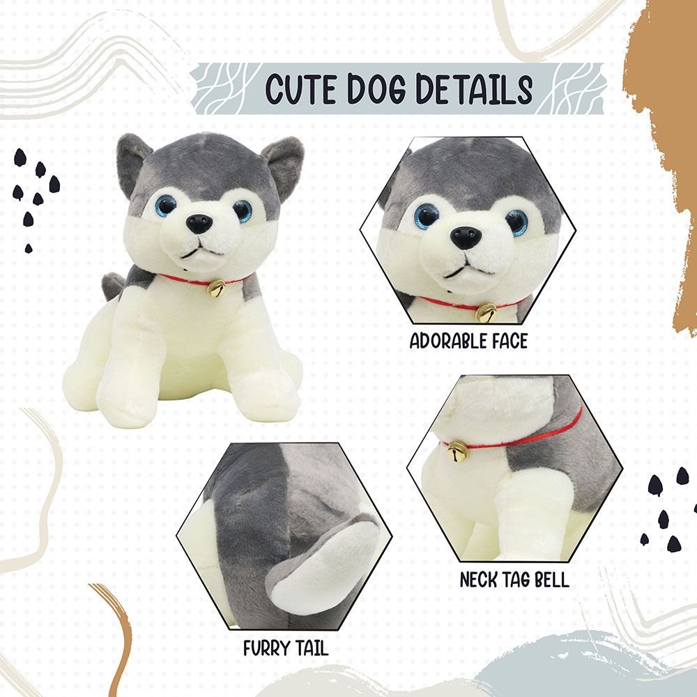 Toto Toys - Plush Soft Toy - Dog - Grey - 35 cm