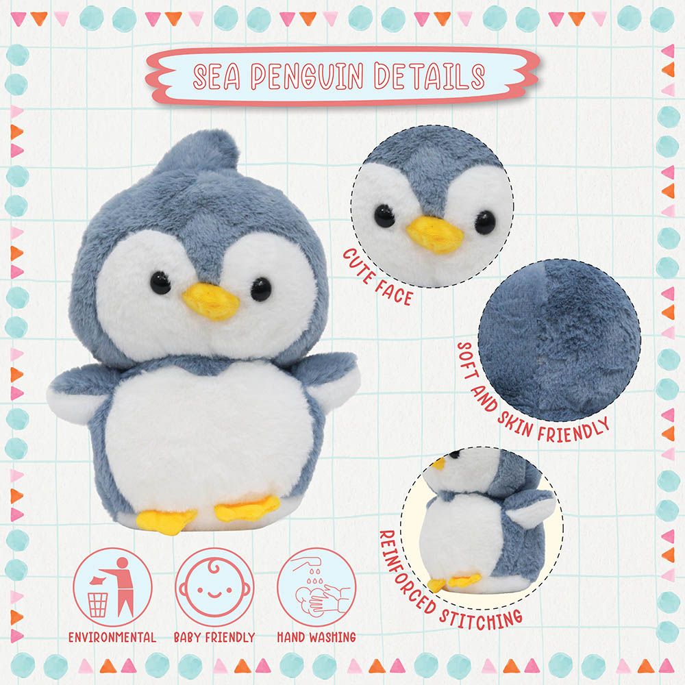 Toto Toys - Plush Soft Toy - Penguin - Grey - 25 cm