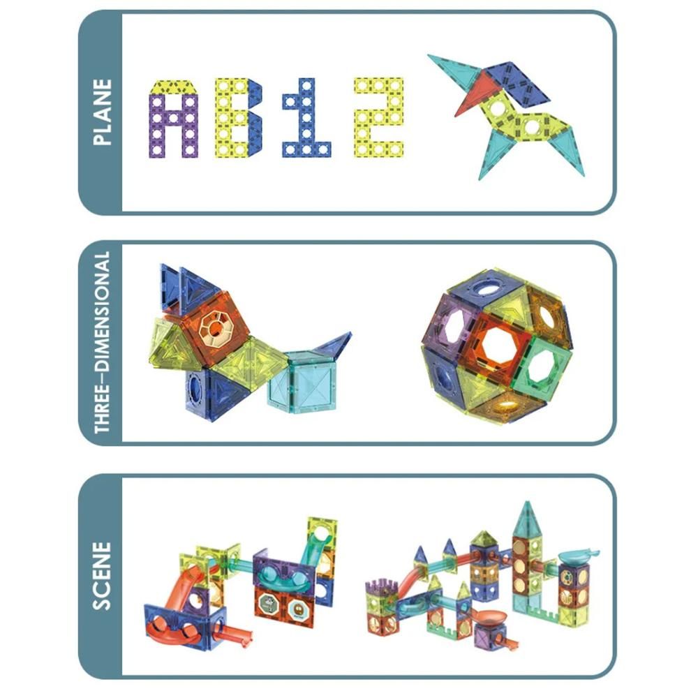 Little Learners - Magnetic Block And Marble Run Set 40pcs