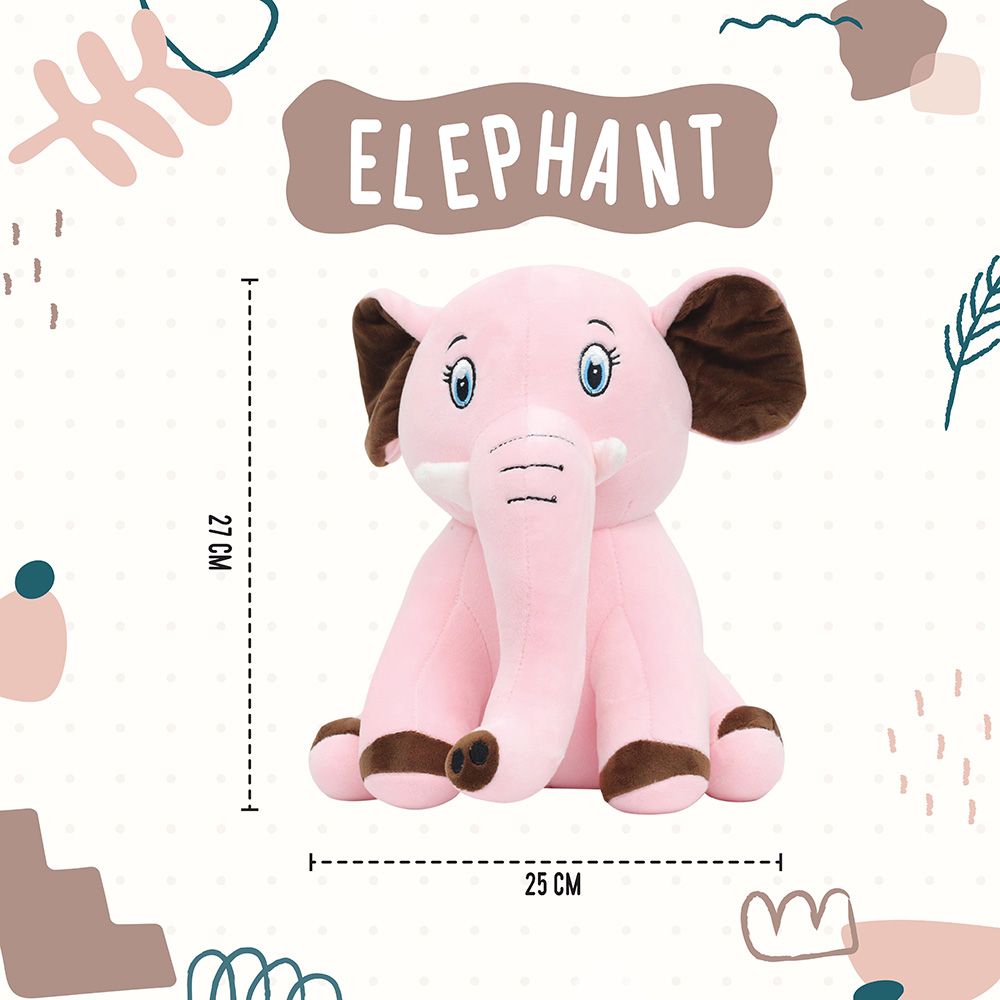 Toto Toys - Plush Soft Toy - Elephant - Pink - 27 cm