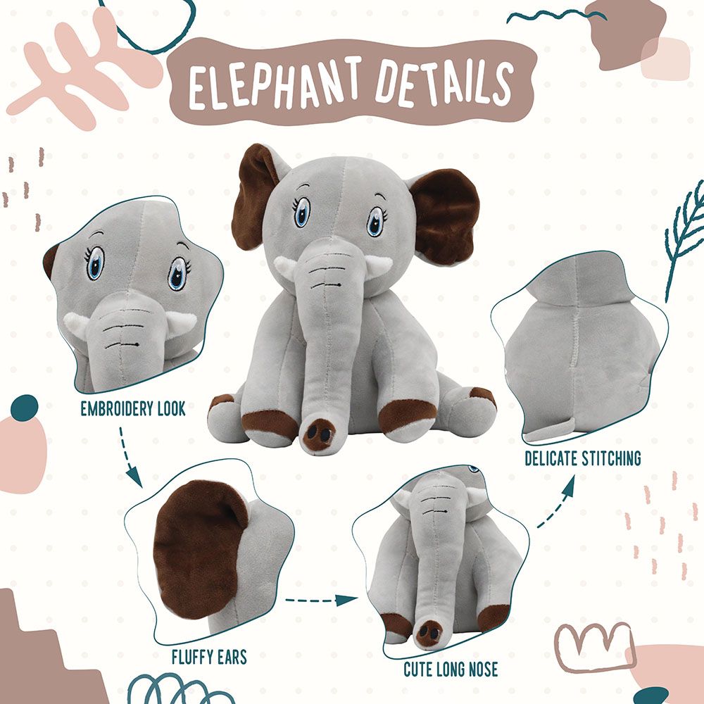 Toto Toys - Plush Soft Toy - Elephant - Grey - 27 cm