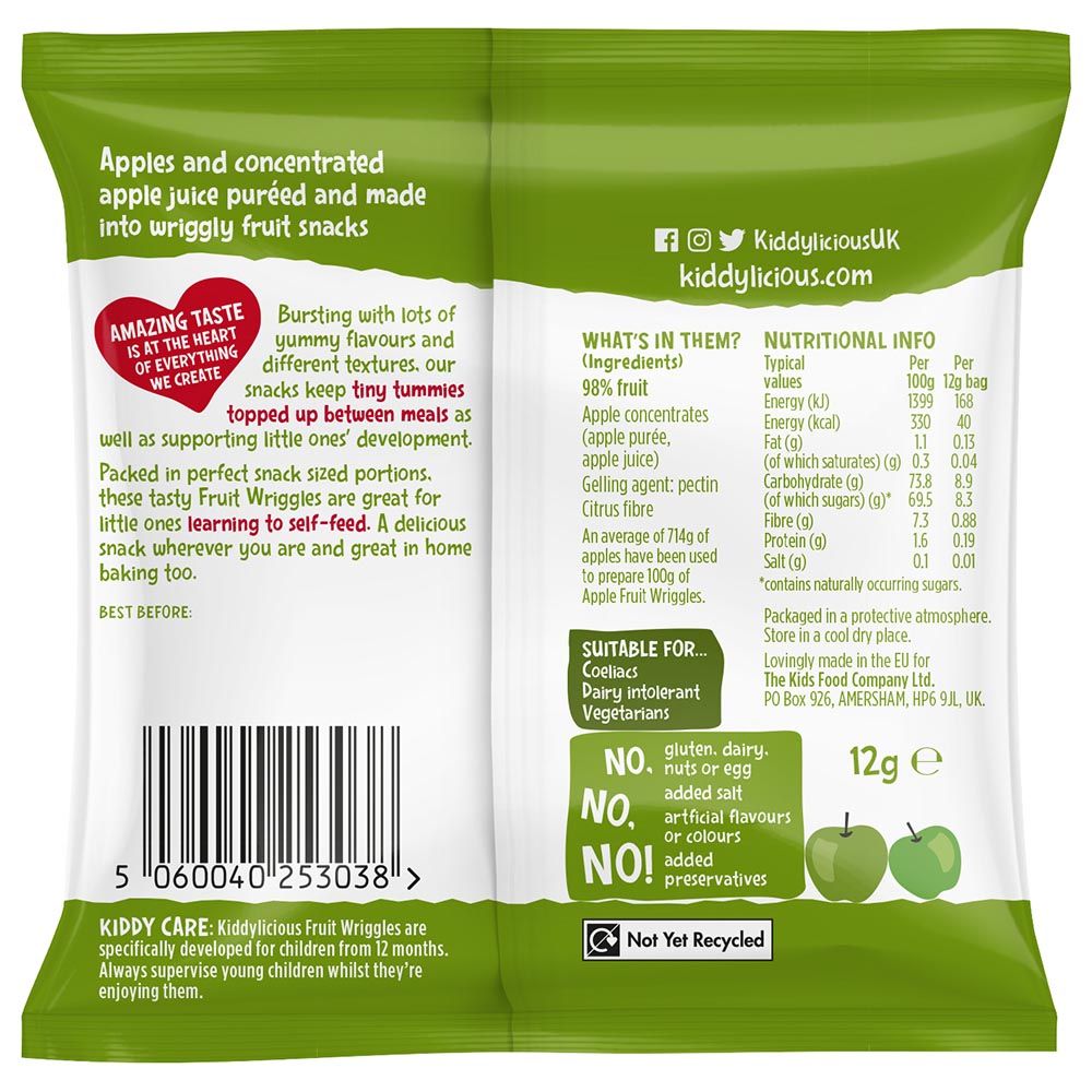 Kiddylicious Apple Fruit Wriggles 12g