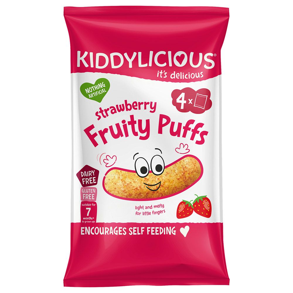 Kiddylicious Strawberry Fruity Puffs 4X10g Multipack