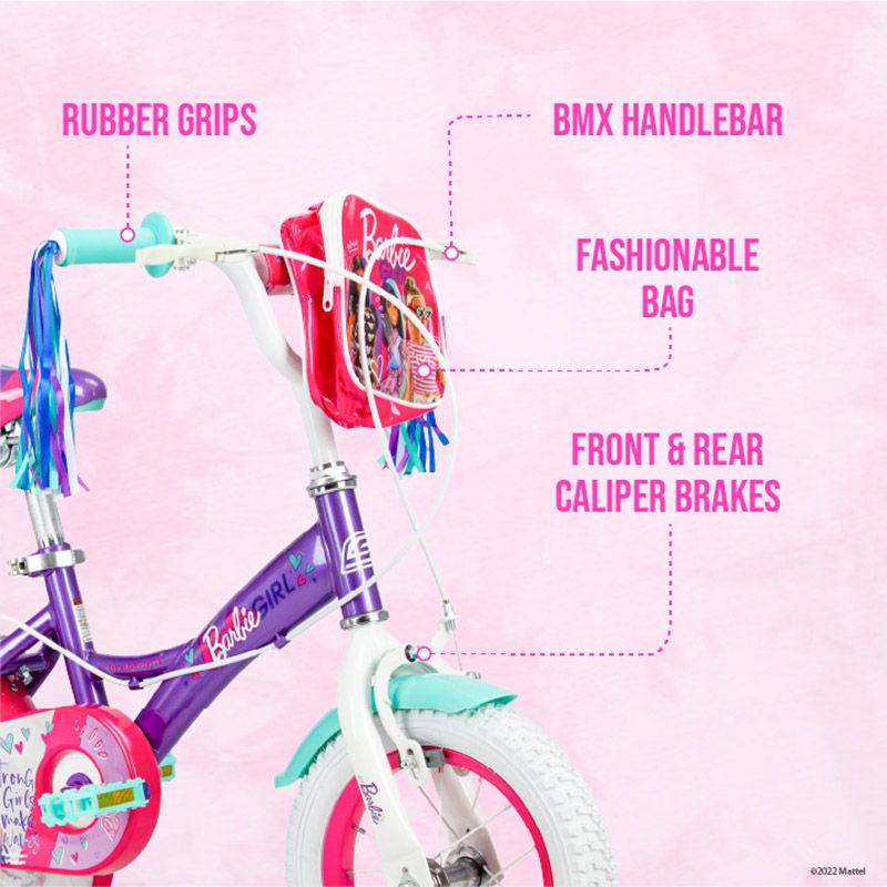 Spartan - 12" Barbie Girl Bicycle with Removable Zippered Bag 