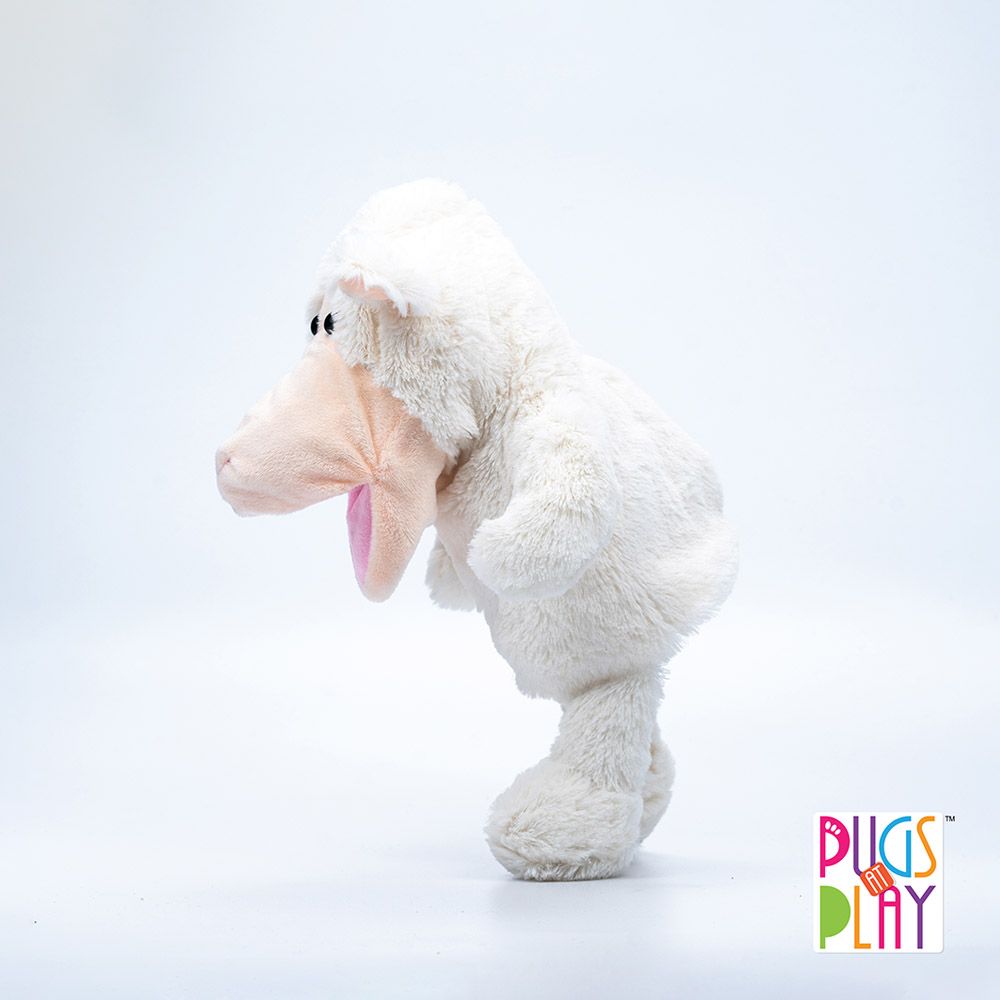 Pugs At Play - Battery Operated Puppet Lamb - White - 12-Inch