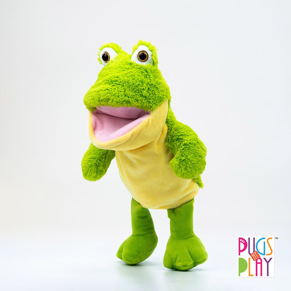 Pugs at Play - Battery Operated Puppet Frog - Green - 14-Inch