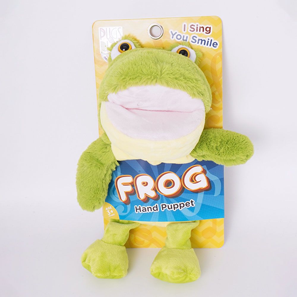 Pugs at Play - Battery Operated Puppet Frog - Green - 14-Inch