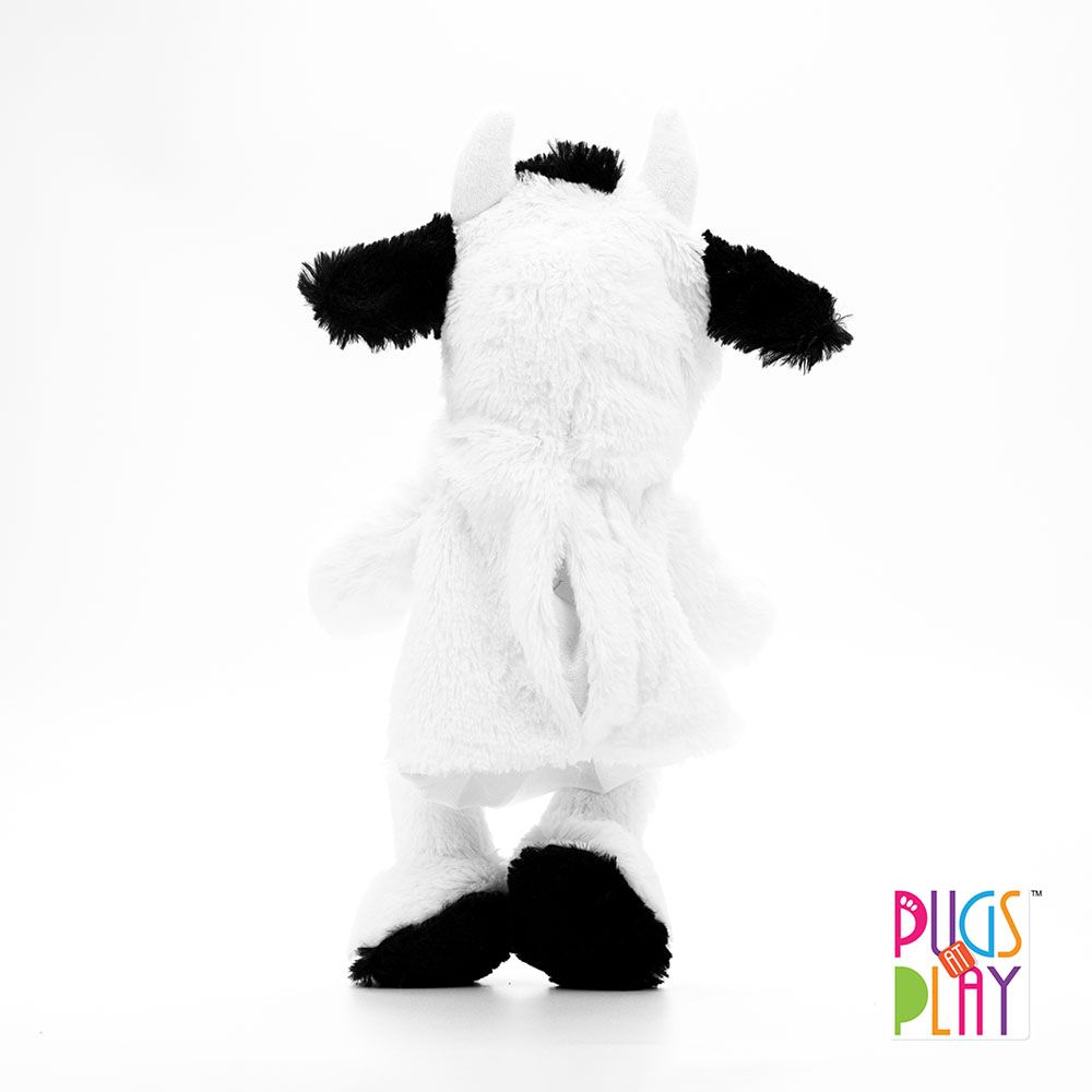 Pugs At Play - Battery Operated Puppet Cow - Black/White - 14-Inch