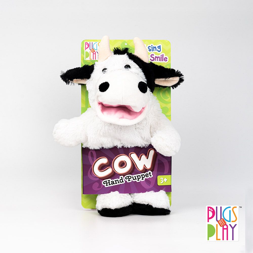 Pugs At Play - Battery Operated Puppet Cow - Black/White - 14-Inch