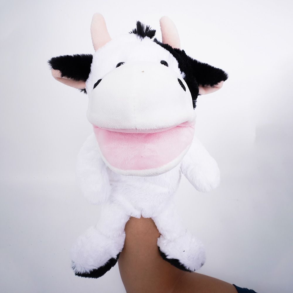 Pugs At Play - Battery Operated Puppet Cow - Black/White - 14-Inch