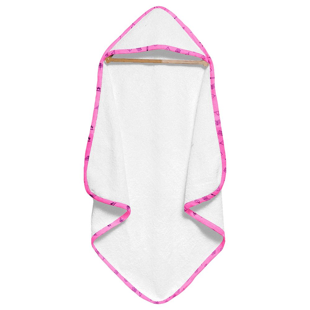 The Baby Atelier - Organic Hooded Towel Set - White/Pink Line  - 2 Pcs