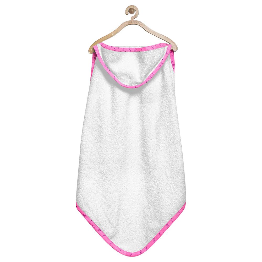 The Baby Atelier - Organic Hooded Towel Set - White/Pink Line  - 2 Pcs