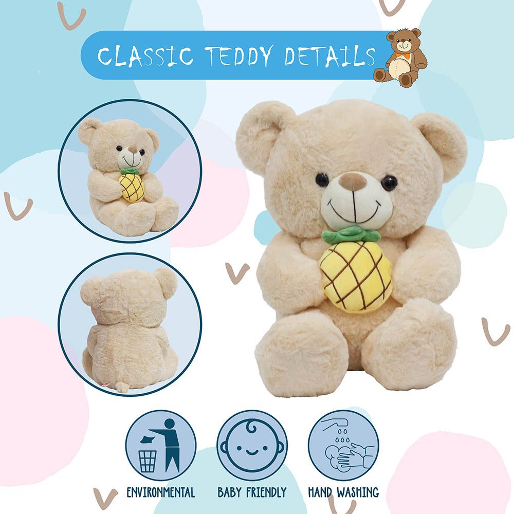 Toto Toys - Plush Soft Toy - Teddy Bear w/Pineapple - Beige - 55 cm