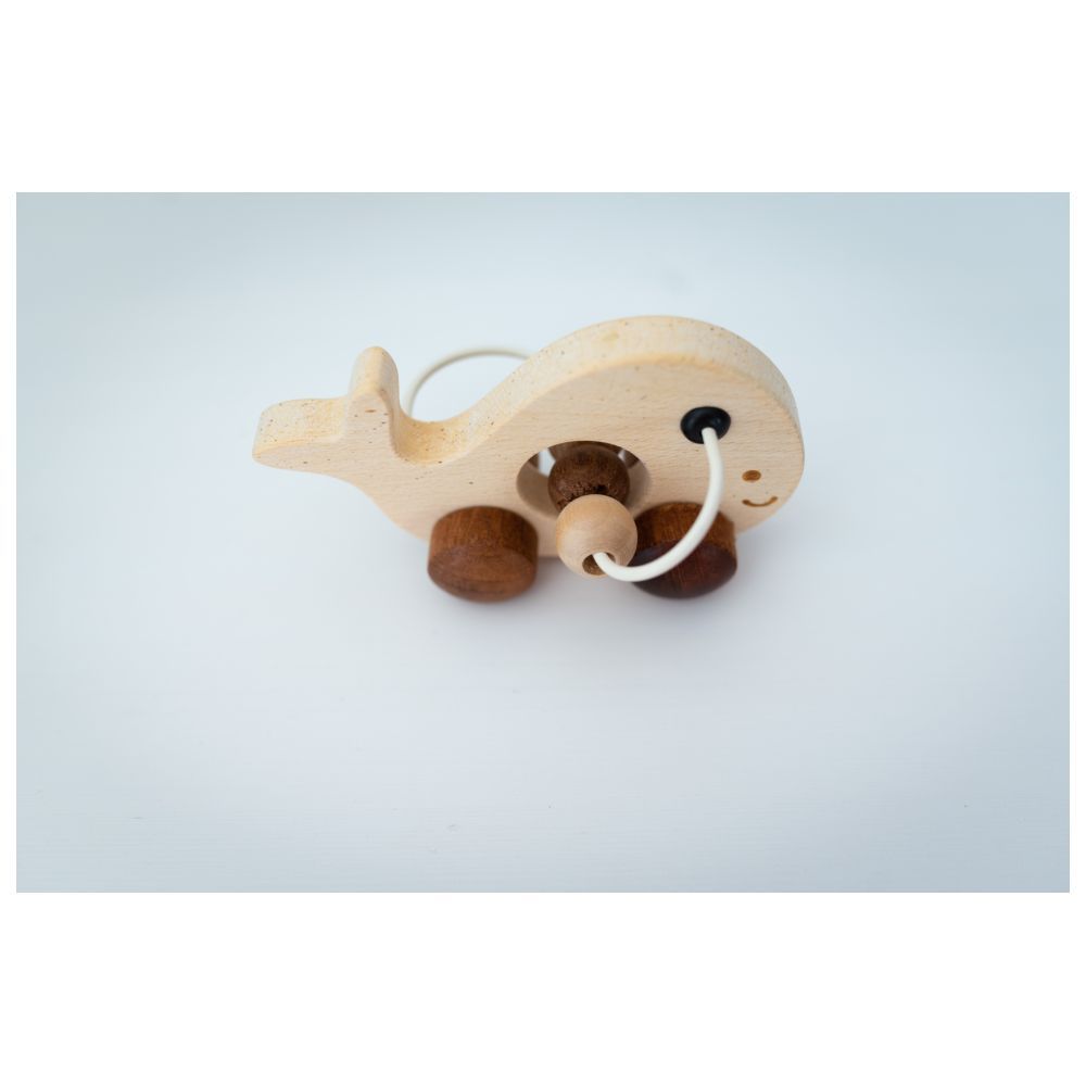 The Rolling Cart - Whale Shaped Wooden Rattle