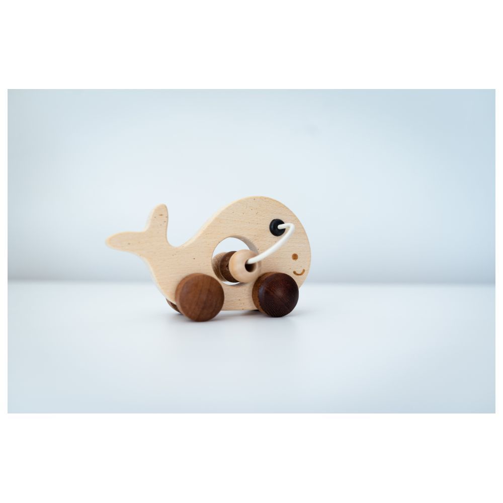 The Rolling Cart - Whale Shaped Wooden Rattle