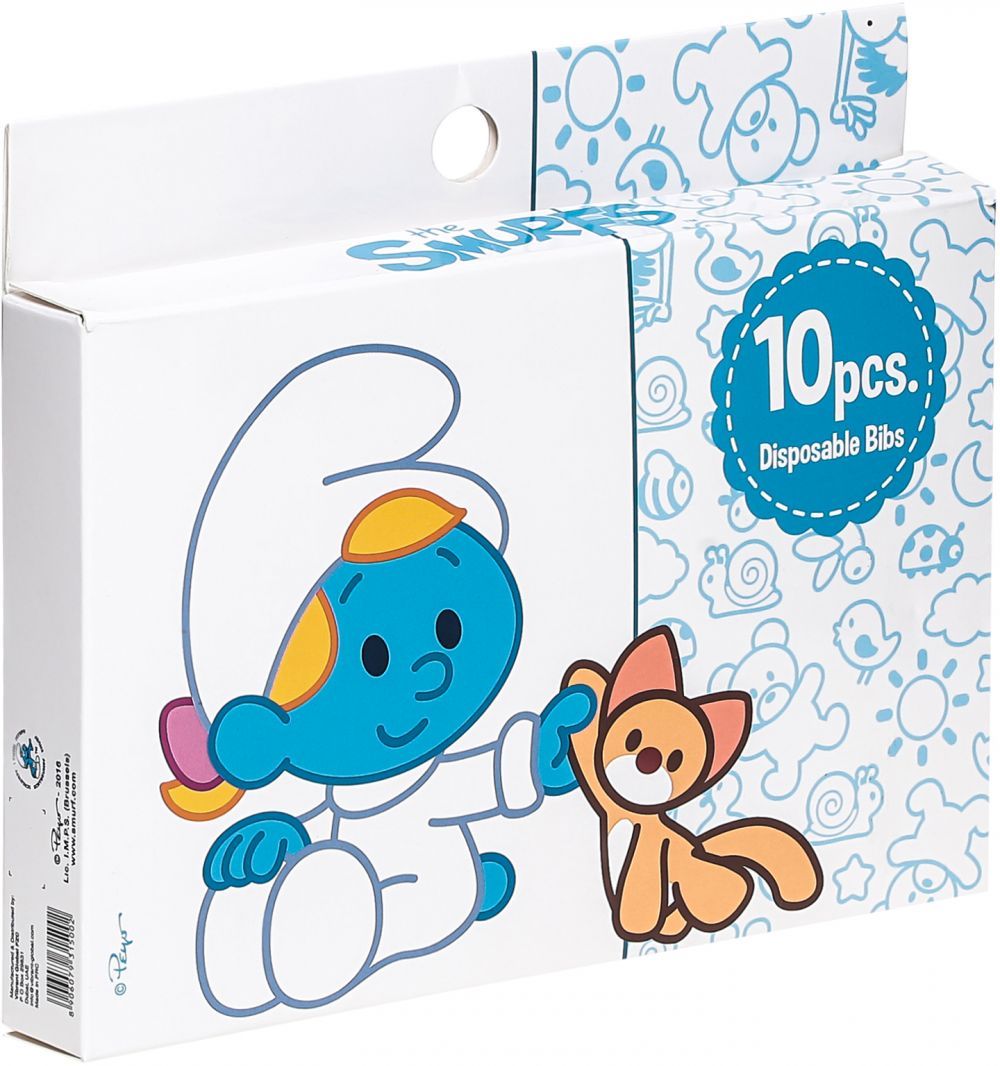 Smurf - Box of 10 Disposable Bibs - Buy 1 Get 1 Free