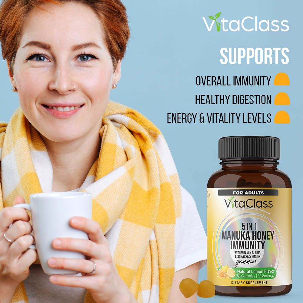 Vitaclass - 5-in-1 Manuka Honey Immunity Gummies For Adults - 60 Pcs