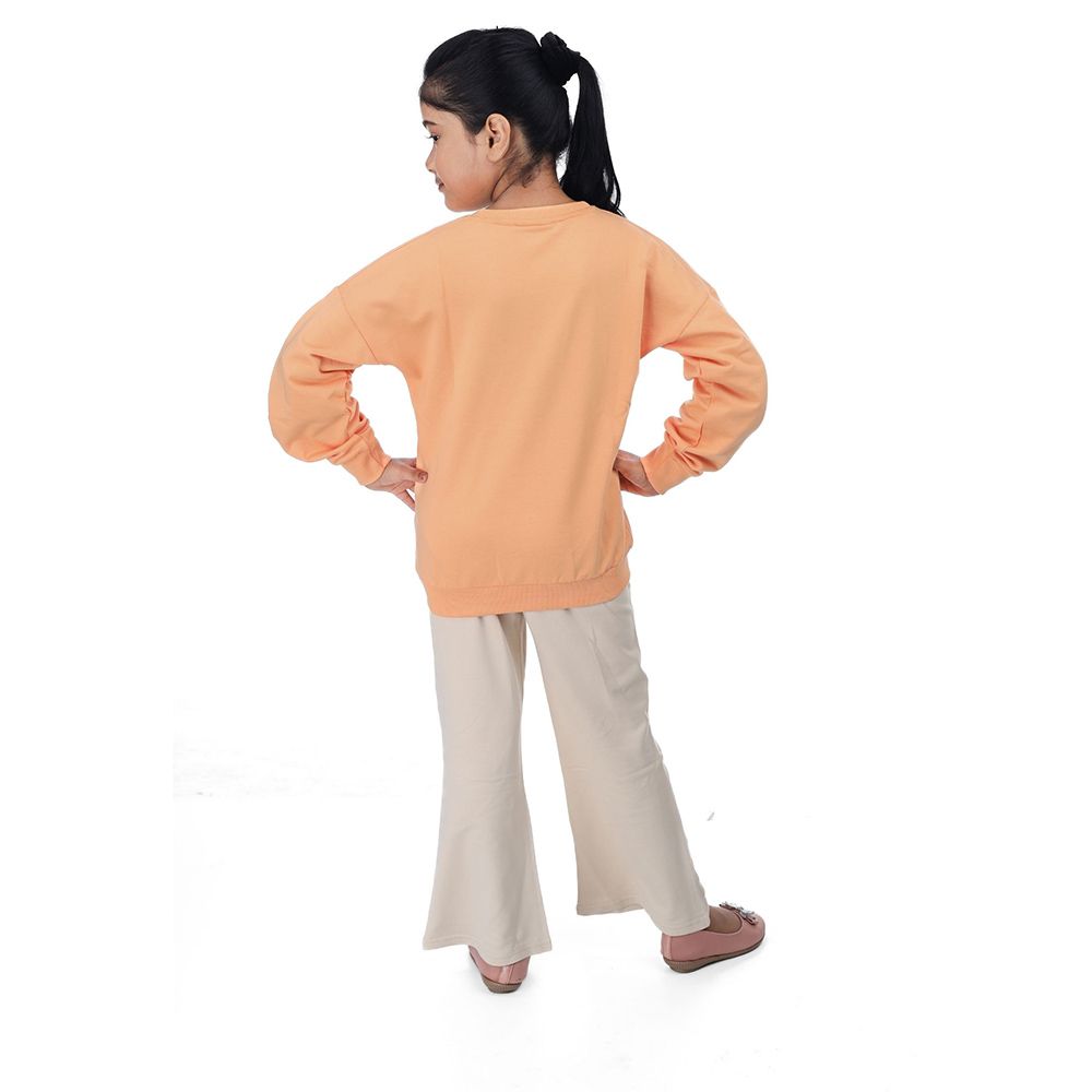 Genius - 2pc-Set - Girl Round Neck Sweatshirt w/ Jogger - Orange/Beige