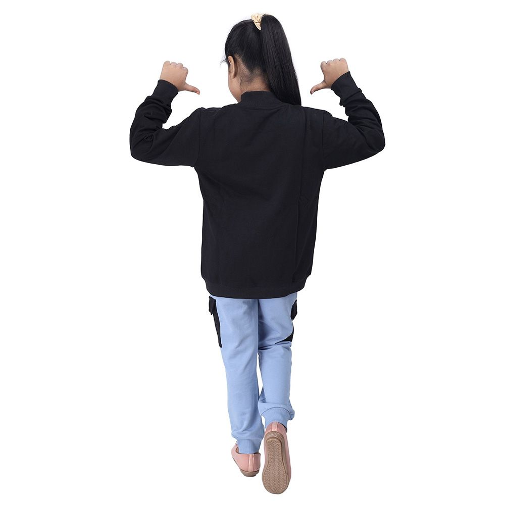 Genius - 2pc-Set - Girl High Neck Sweatshirt w/ Jogger - Black/Blue