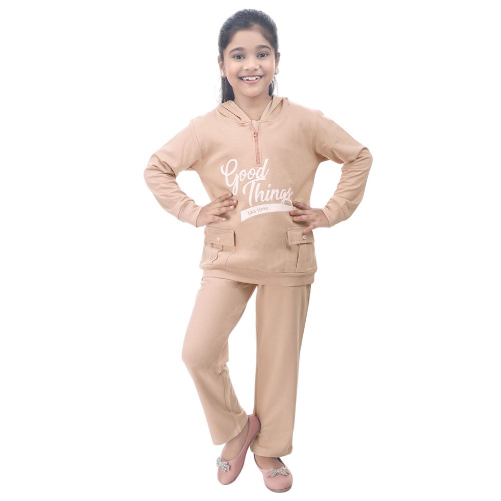 Genius - 2pc-Set - Girl Hooded Sweatshirt w/ Jogger - Peach