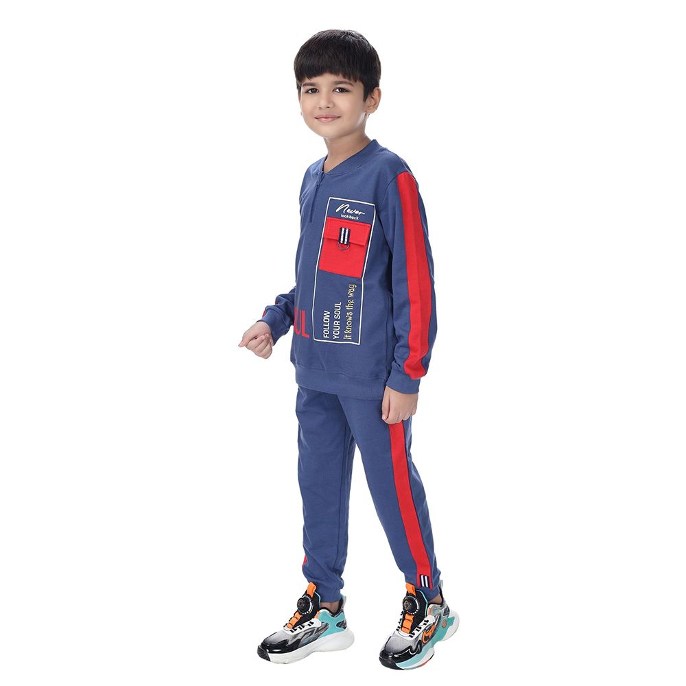 Genius - 2pc-Set - Boy Henley Sweatshirt w/ Jogger - Blue