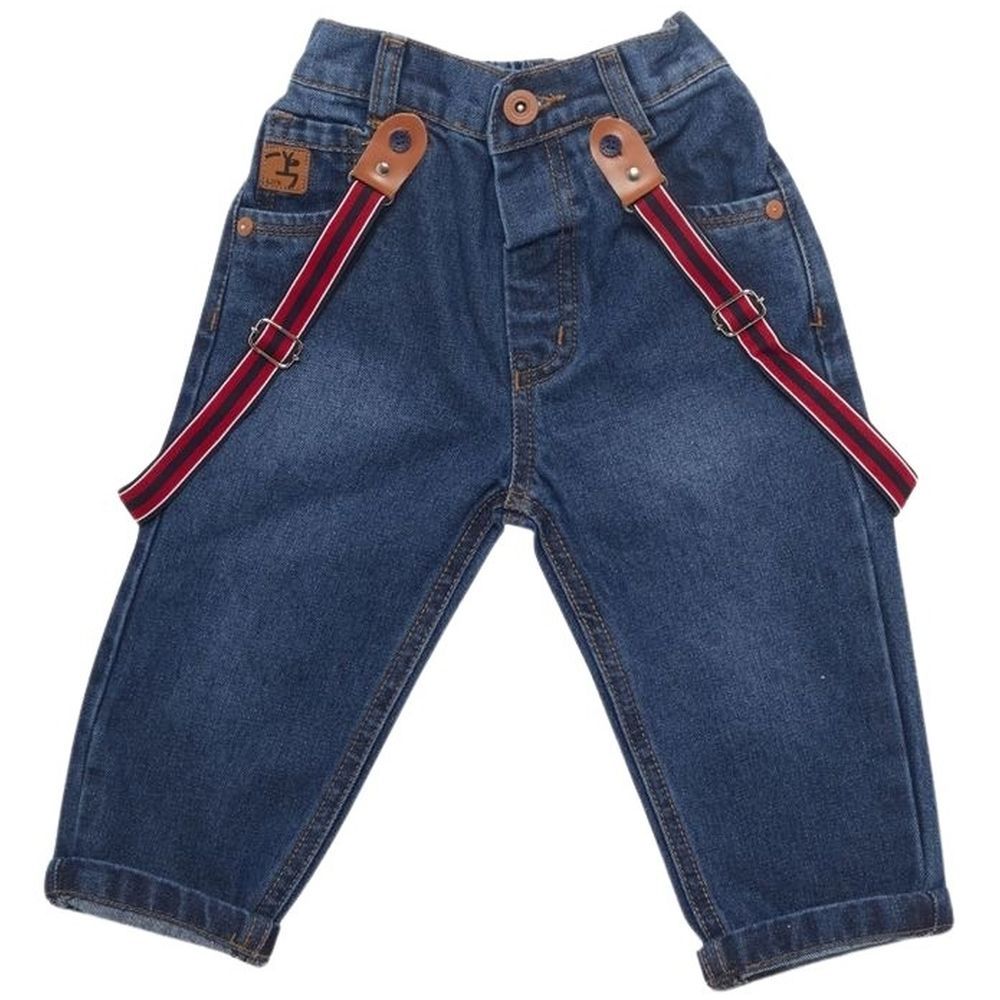 Little Kangaroos - Baby Boy Jeans w/ Suspender - Dark Blue