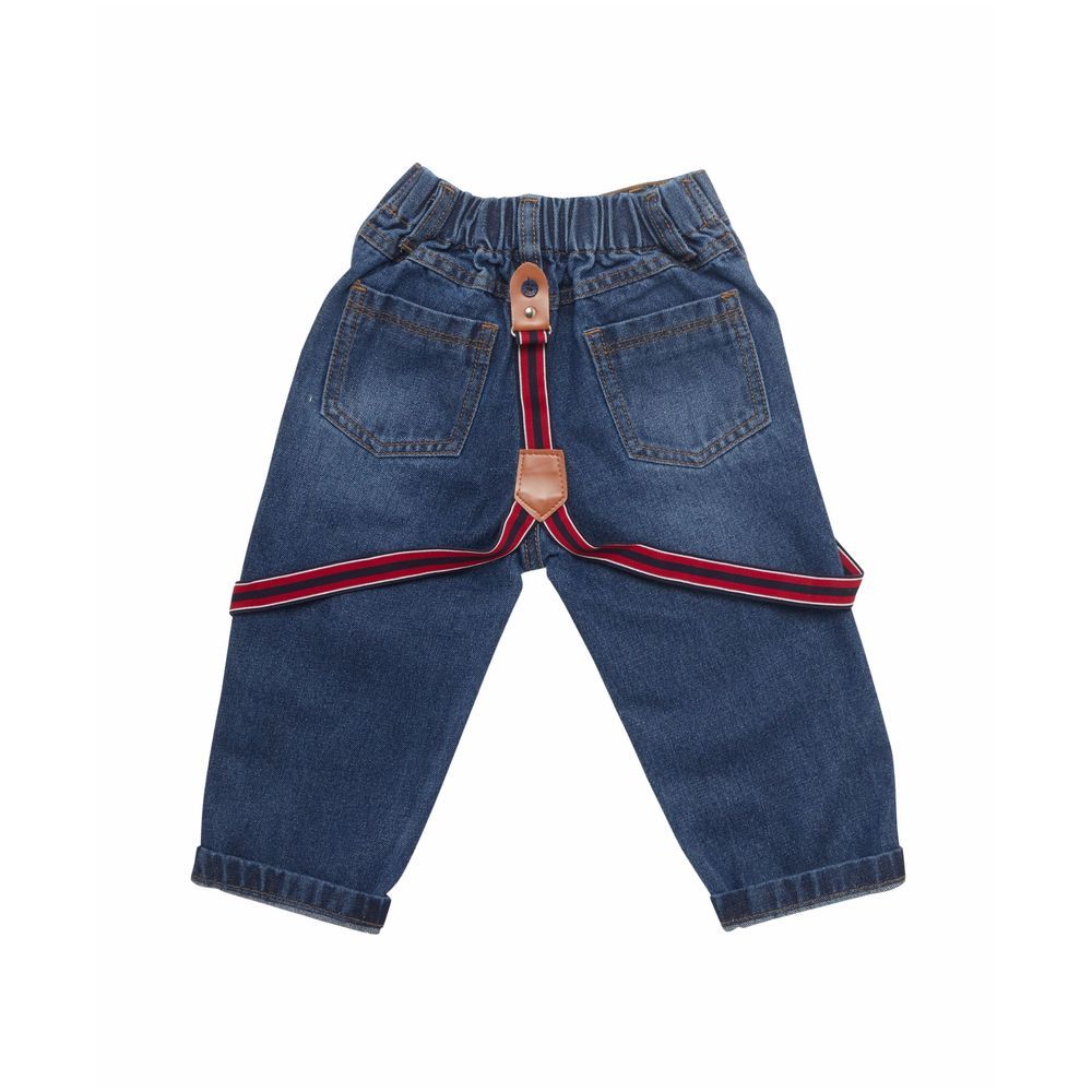 Little Kangaroos - Baby Boy Jeans w/ Suspender - Dark Blue