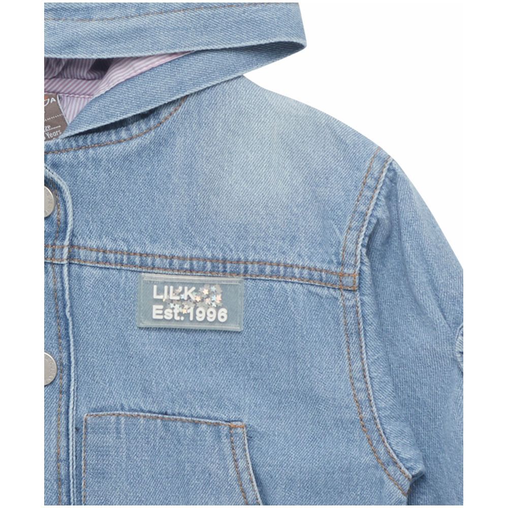 Little Kangaroos - Girl Hooded Denim Jacket - Light Blue