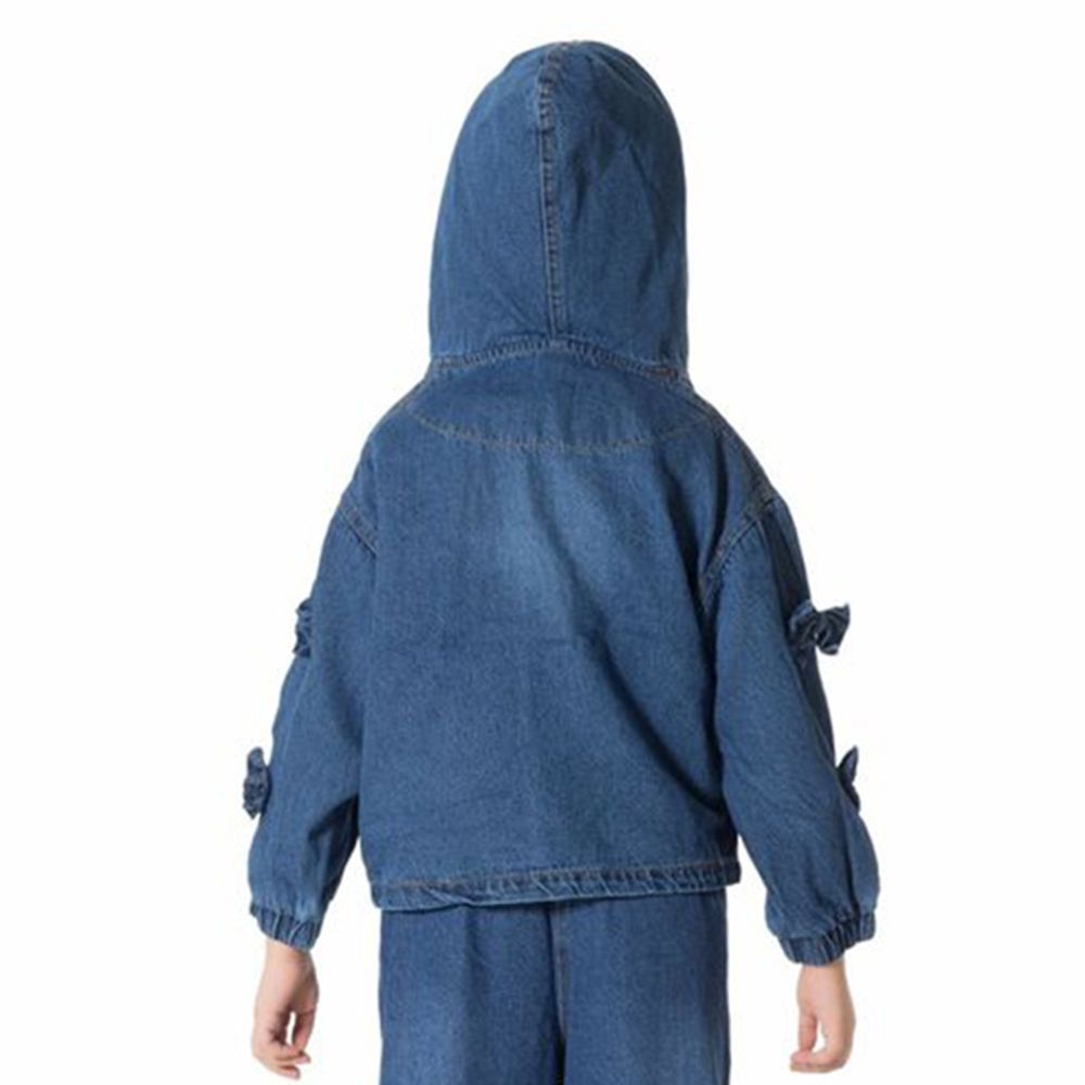 Little Kangaroos - Girl Hooded Denim Jacket - Dark Blue