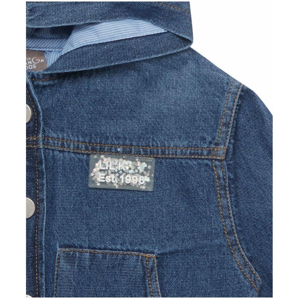 Little Kangaroos - Girl Hooded Denim Jacket - Dark Blue