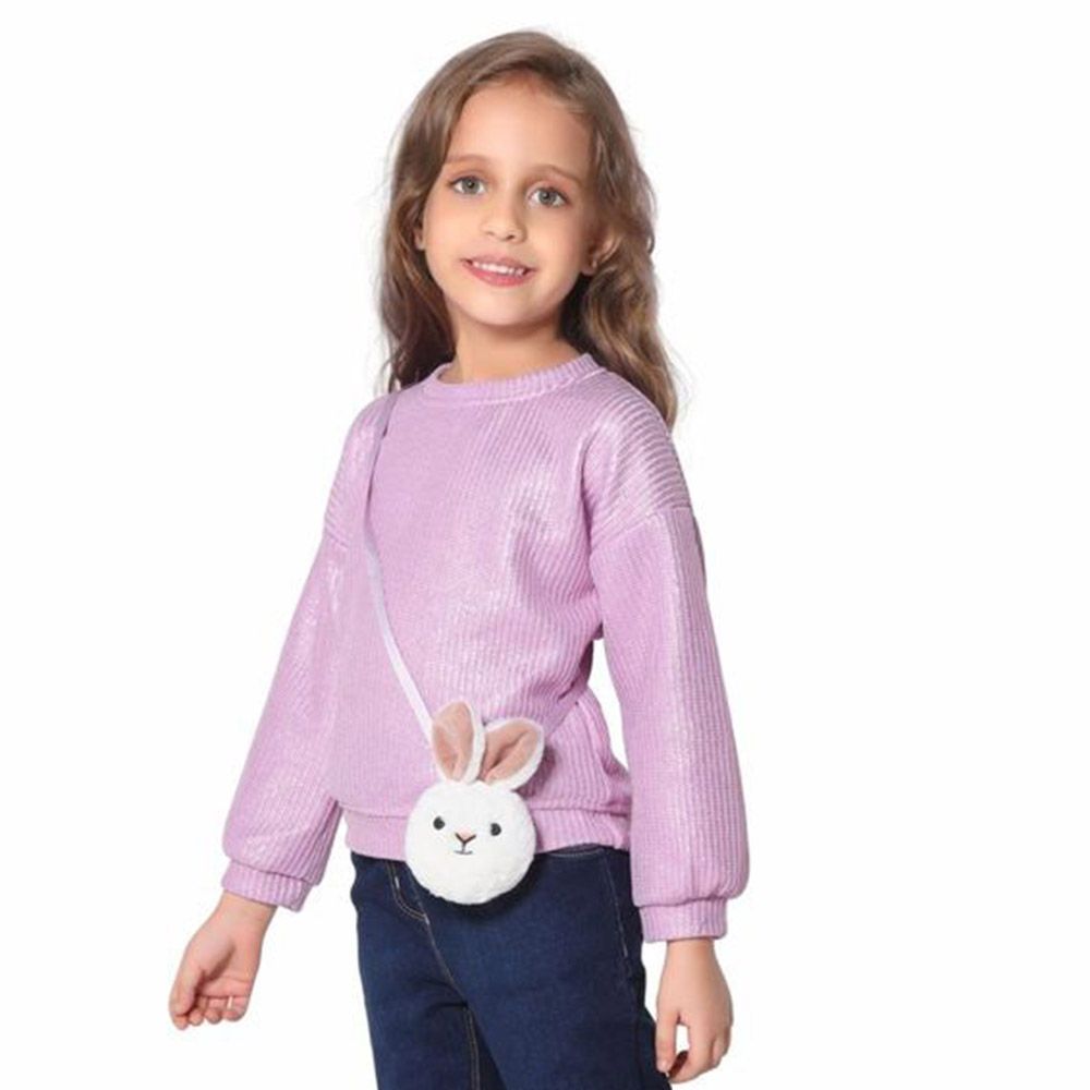 Little Kangaroos - Girl Knitted Top w/ Sling Purse - Purple