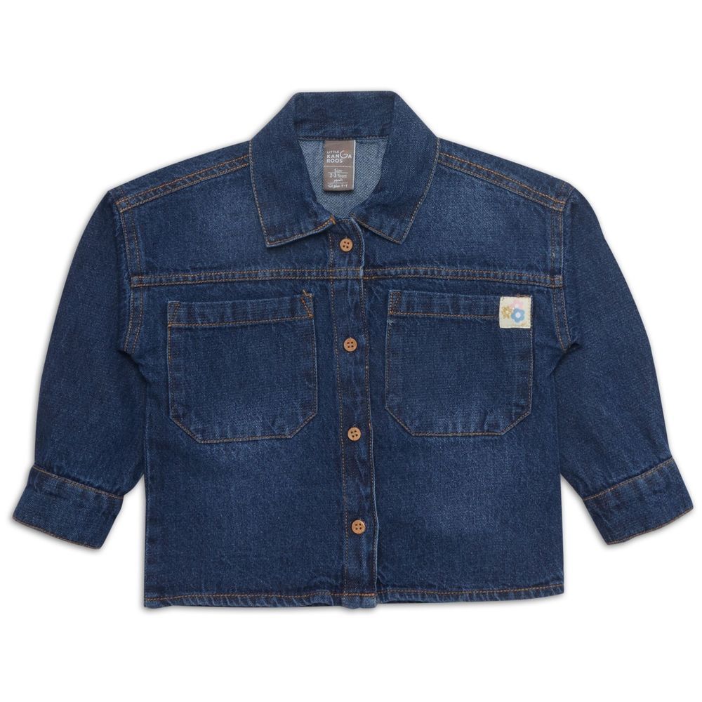 Little Kangaroos - Girl Full Sleeve Denim Shirt - Dark Blue