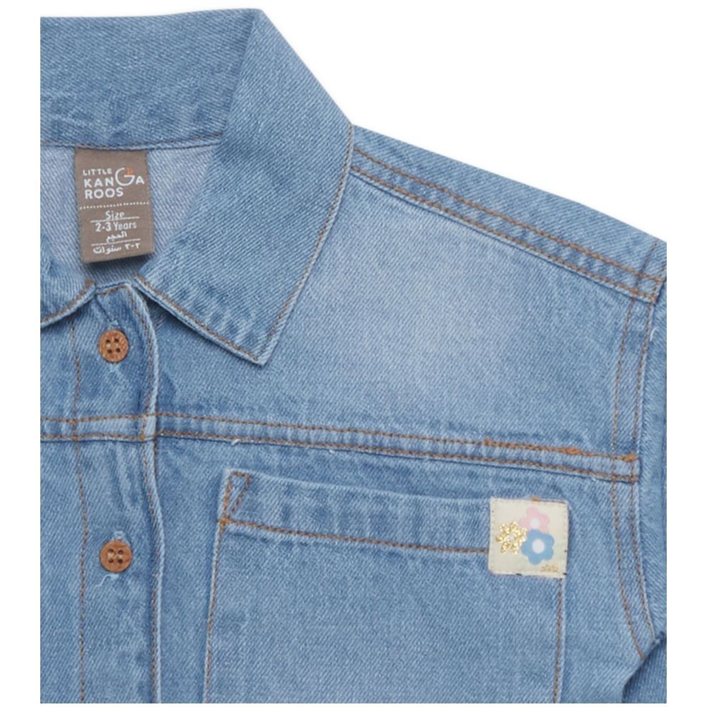 Little Kangaroos - Girl Full Sleeve Denim Shirt - Light Blue