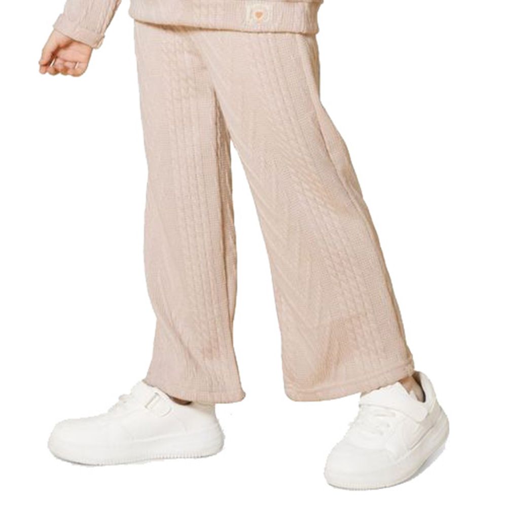 Little Kangaroos - Girl Knitted Flared Pants - Fawn