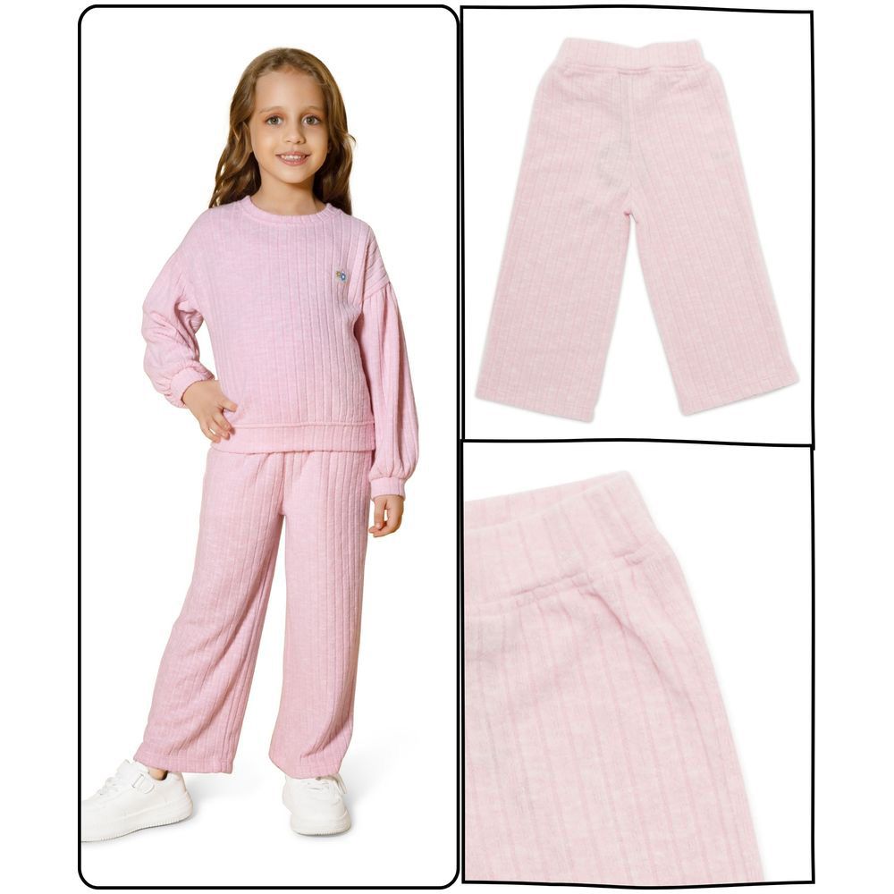 Little Kangaroos - Girl Elasticated Flared Pants - Baby Pink