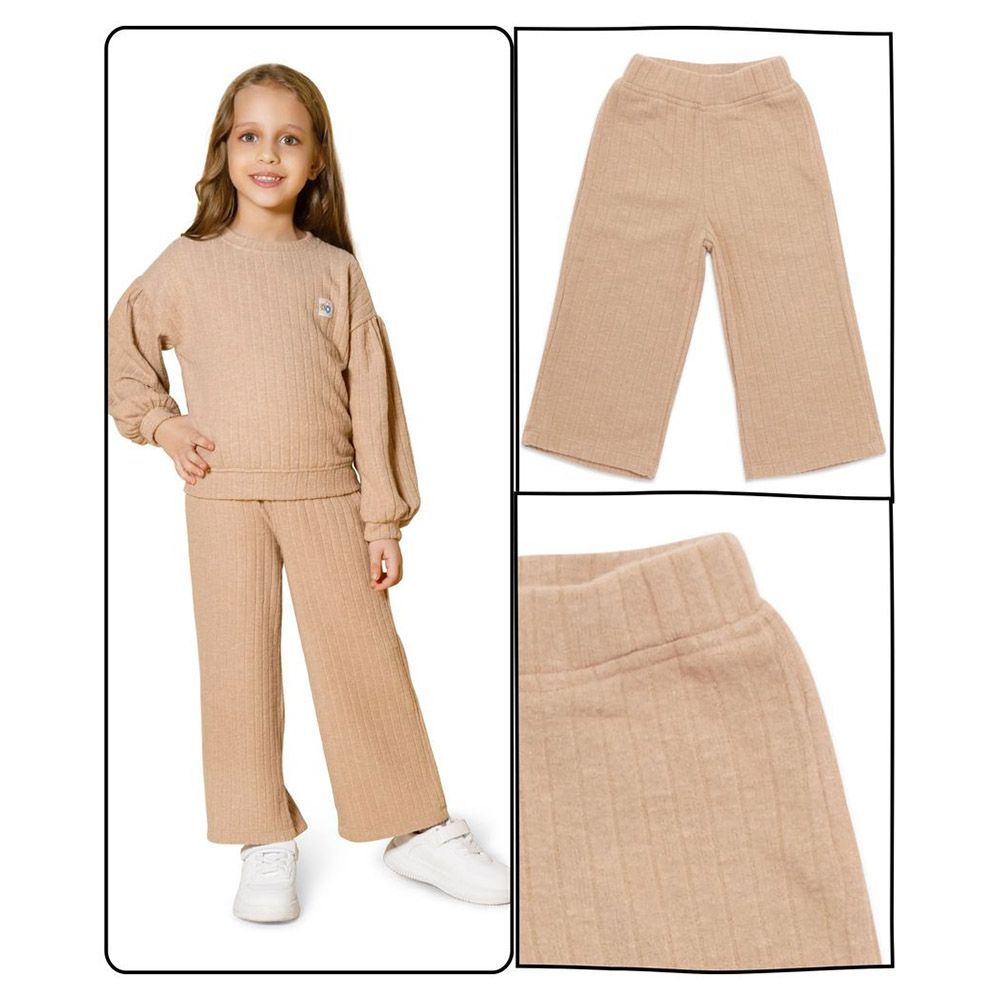 Little Kangaroos - Girl Elasticated Flared Pants - Fawn