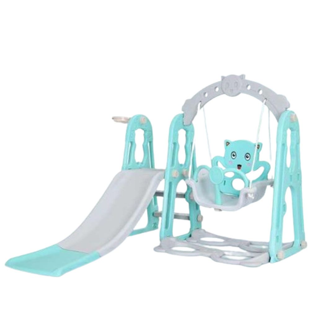 Dreeba - 3-in-1 Slide And Swing With Basketball Hoop Playset - 140x133x110 cm - Blue