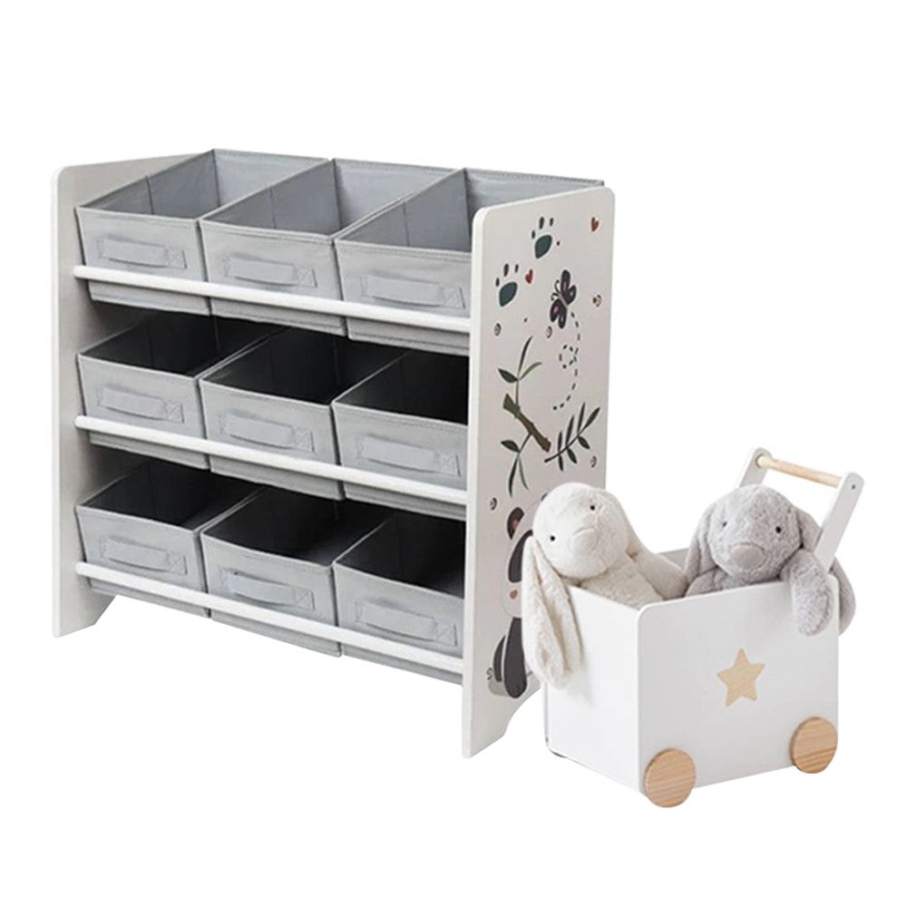 Dreeba - 2-in-1 Kids Toy Storage Organizer Set - Grey - 2 Pcs