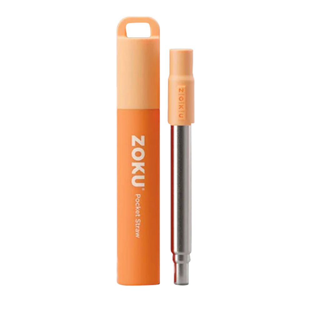 Zoku - Two Tone Reusable Pocket Straw - 3pc-Set - Orange