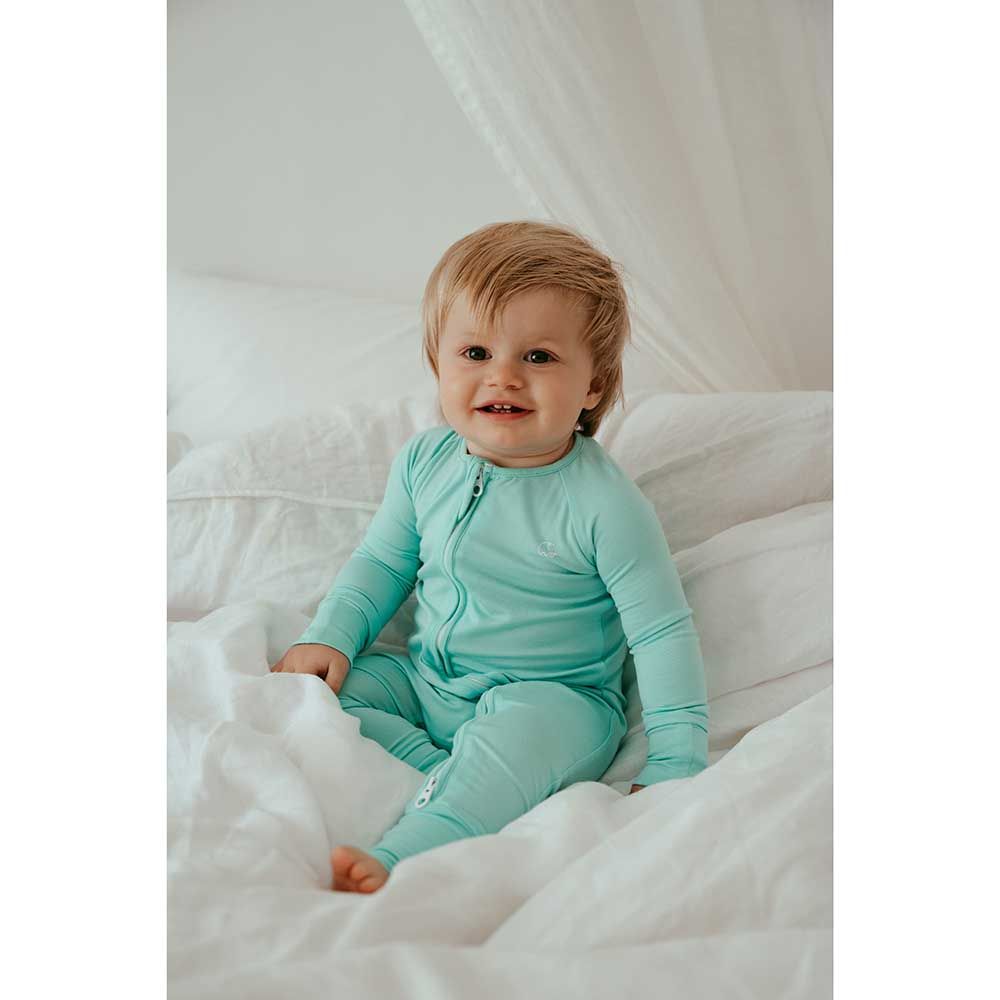 Anvi Baby - Organic Solid Zipper Sleepsuit - Light Blue