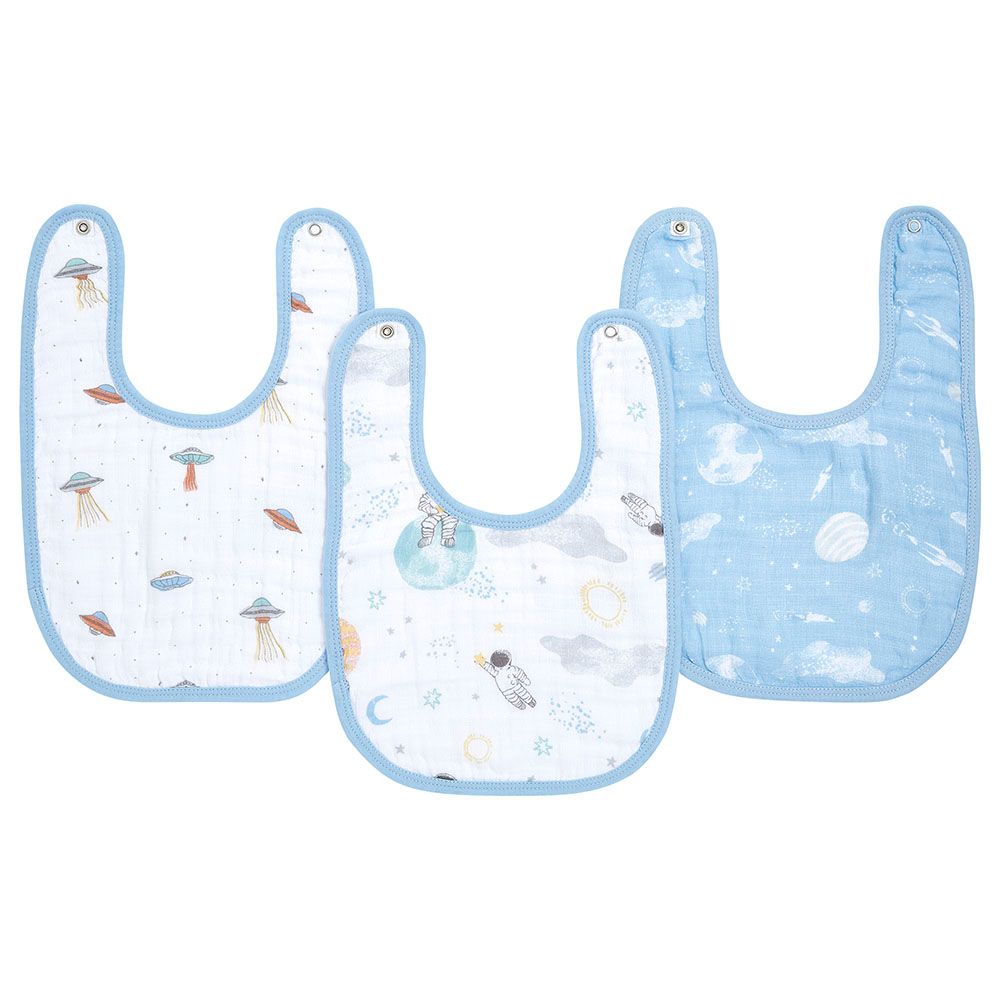 Aden + Anais - Muslin Baby Snap Bib - Pack of 3 - Space Explorers 