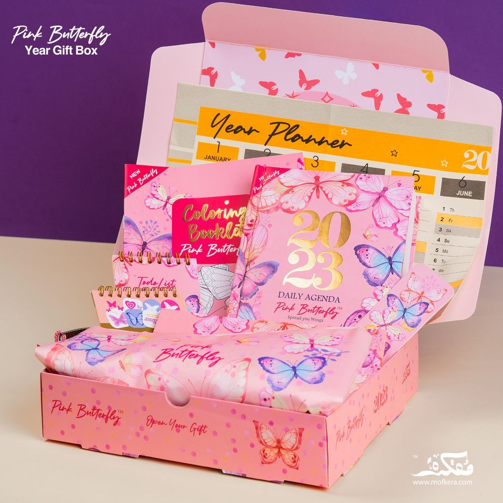 Mofkera - Agenda Gift Set 2023 - Pink Butterfly