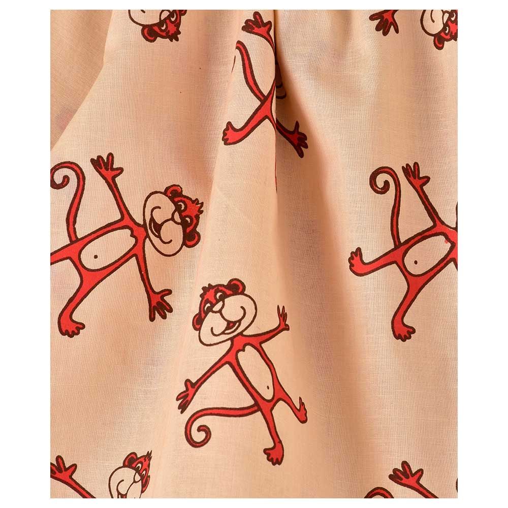 Ayra Ethnic Full Sleeves Monkey Design Nightsuit Peach