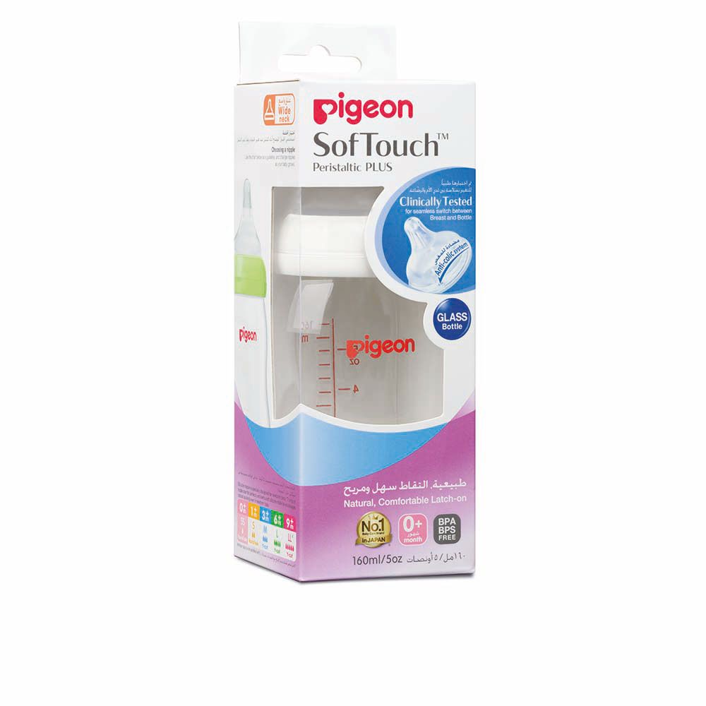 Pigeon - SofTouch Wide Neck Glass Bottle160ml