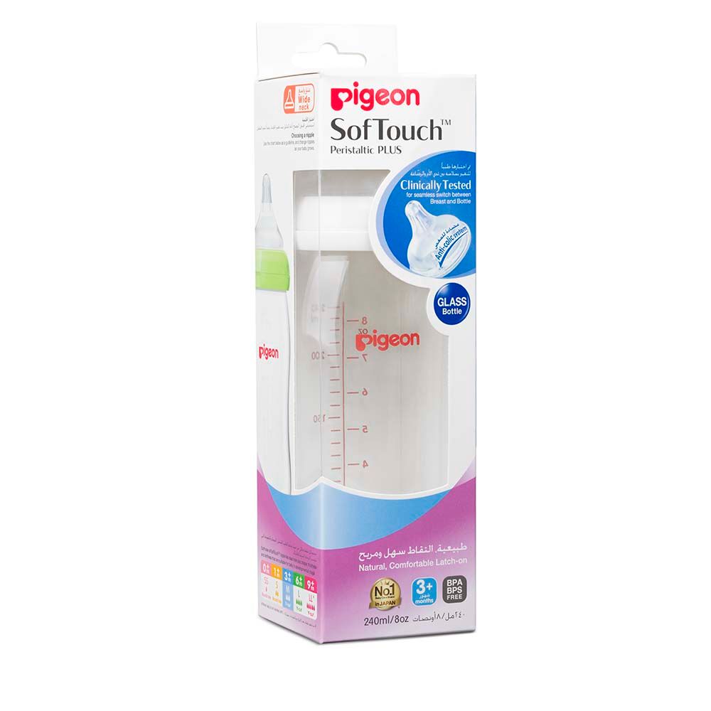 Pigeon - SofTouch Wide Neck Glass Bottle 240ml