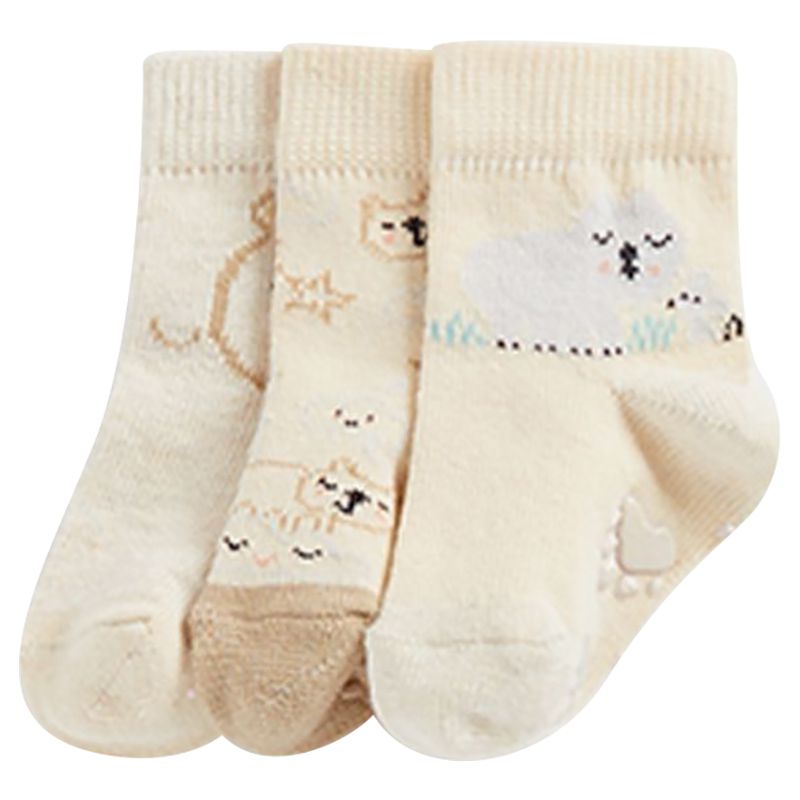 Mothercare - 3Pc-Set - Bear & Mouse Slip-Resist Socks - Beige